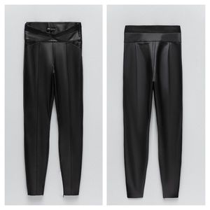 ❤️Bloggers Favorite❤️ NWT Zara Faux Leggings in Black Size XS